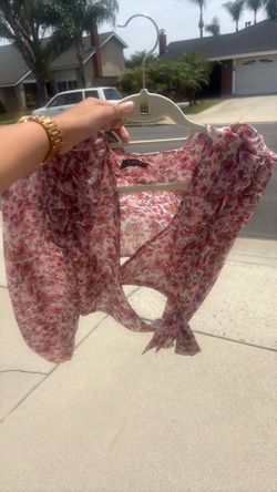 Floral blouse with side tie