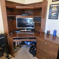 Corner Desk with Hutch and Filing Cabinet