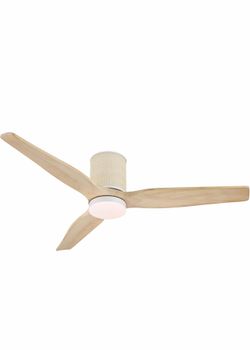 Brand New 52” Boho Style, low Profile, flush mount ceiling fan with remote control