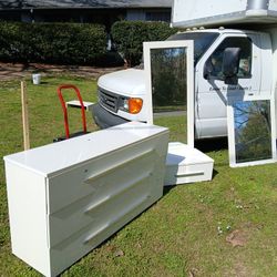 ** USED DRESSER WITH MIRROR AND MIRRORED NIGHTSTAND 