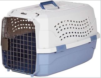 2-Door Top-Load Pet Travel Carrier for Dogs & Cats – Gray/Blue