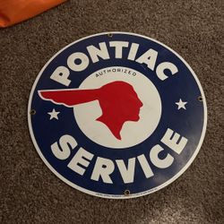 Pontiac Service Porcelain Sign 