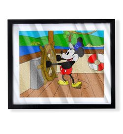 Mickey Mouse steamboat willie custom art in black frame