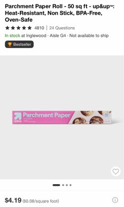 Parchment Paper Roll - 50 sq ft - up&up™• Heat-Resistant, Non Stick, BPA-Free, Oven-Safe
