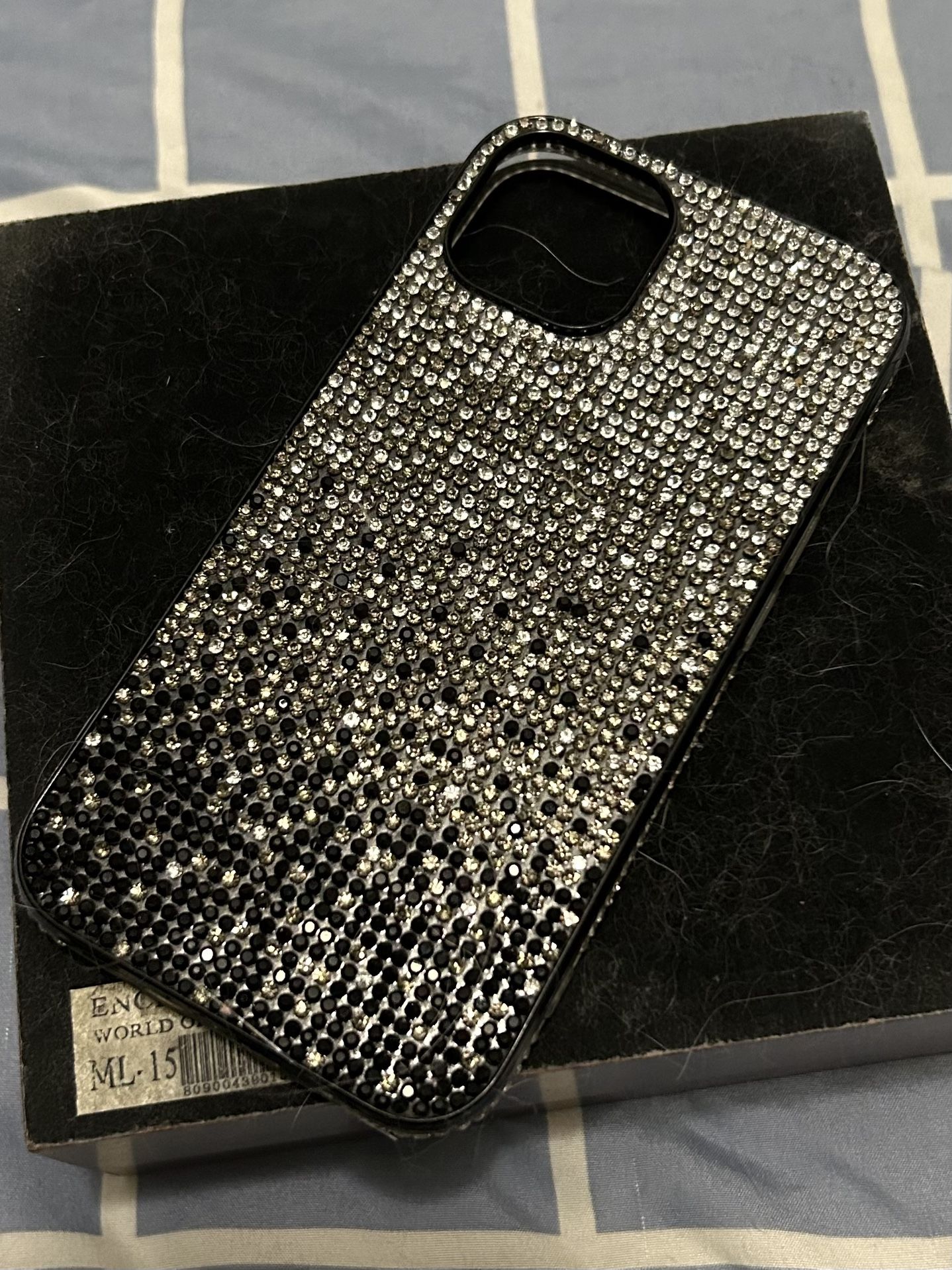 Black And White Rhinestone Ombré Cellphone Case iPhone 14