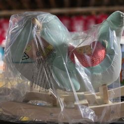 Narwhal Plush Rocker Soft Ride-On Toy With Wooden Rocking Base for Toddlers
