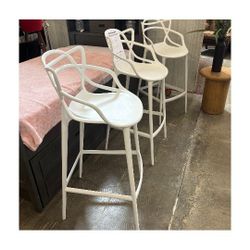 Set of 3 Modway Entangled Bar Stools- White- Sold as Is