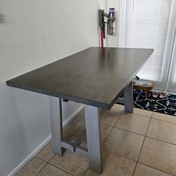 Gray Wood Dining Table - Countertop Height