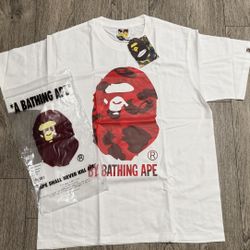 White And Red Bape T Shirt Size Medium