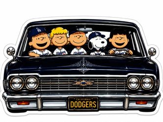 LA Dodgers Peanuts Characters Die-Cut Sticker