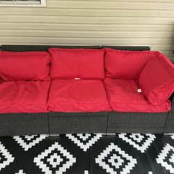 Wicker Patio furniture outdoor sofa chairs and ottoman