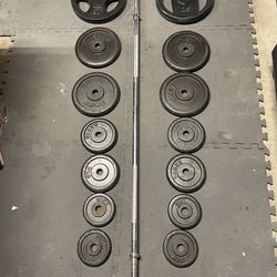 Weight plates / bar.       90 dollars