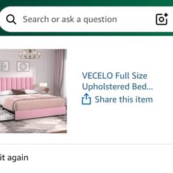 Full Sized Pink Bed Frame W/ Headboard & 4 Drawers