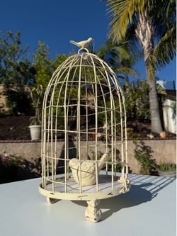 17” White Cream Shabby Chic Decorative Birdcage Home Decor