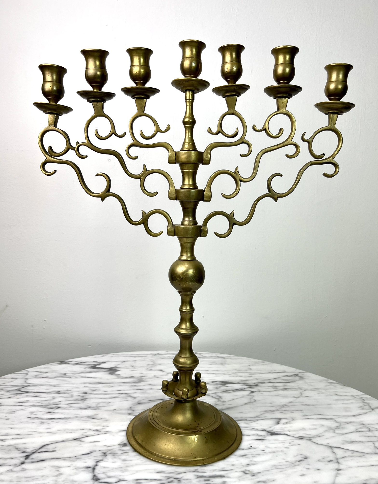 Large Antique Brass Menorah Candelabra 