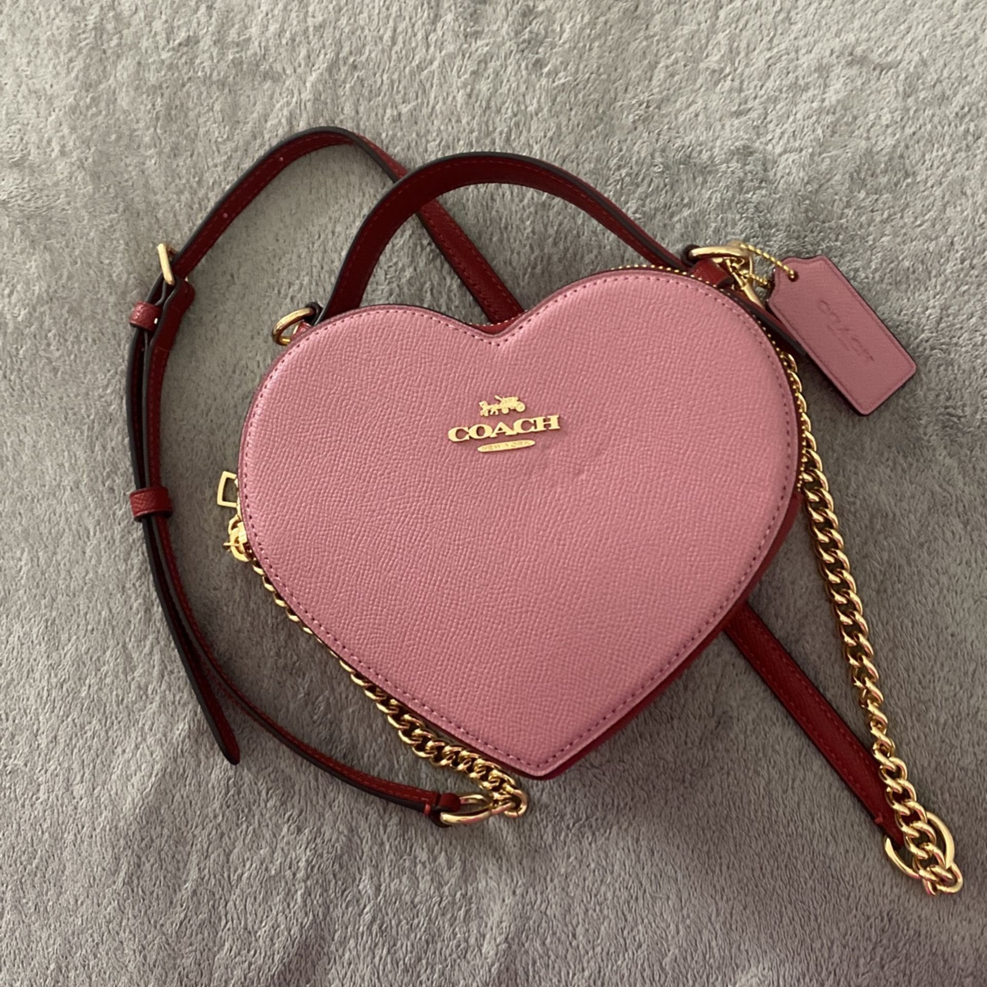 Coach Color Block Cross Body Heart Shaped Purse