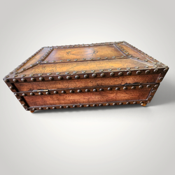 Antique-Style Colonial Map Treasure Box with Brass Nailhead Trim