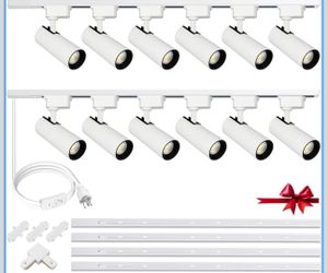 White Super Brightness 4000K Natural Light Dimmable Brightness 25W 2000lm Type J & L LED Lighting System with 13ft Track Rails and Ceiling Spotlight I