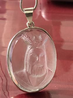 Pendant necklace,28 grams engraved 2”stone (Quartz dore najaf),24” chain,NEW Never been used