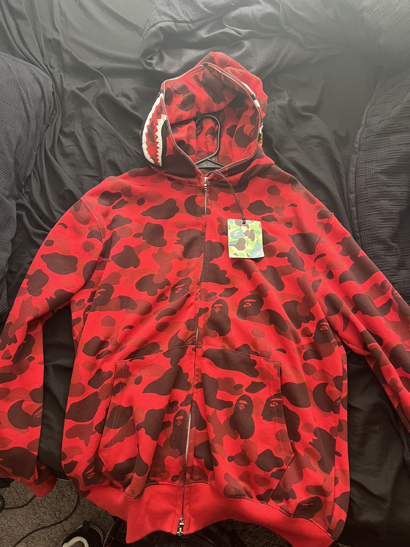Red Camo Bape Hoodie/worn Once