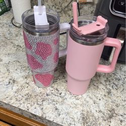 Light Pink/ Cow Print Rhinestone Cups 