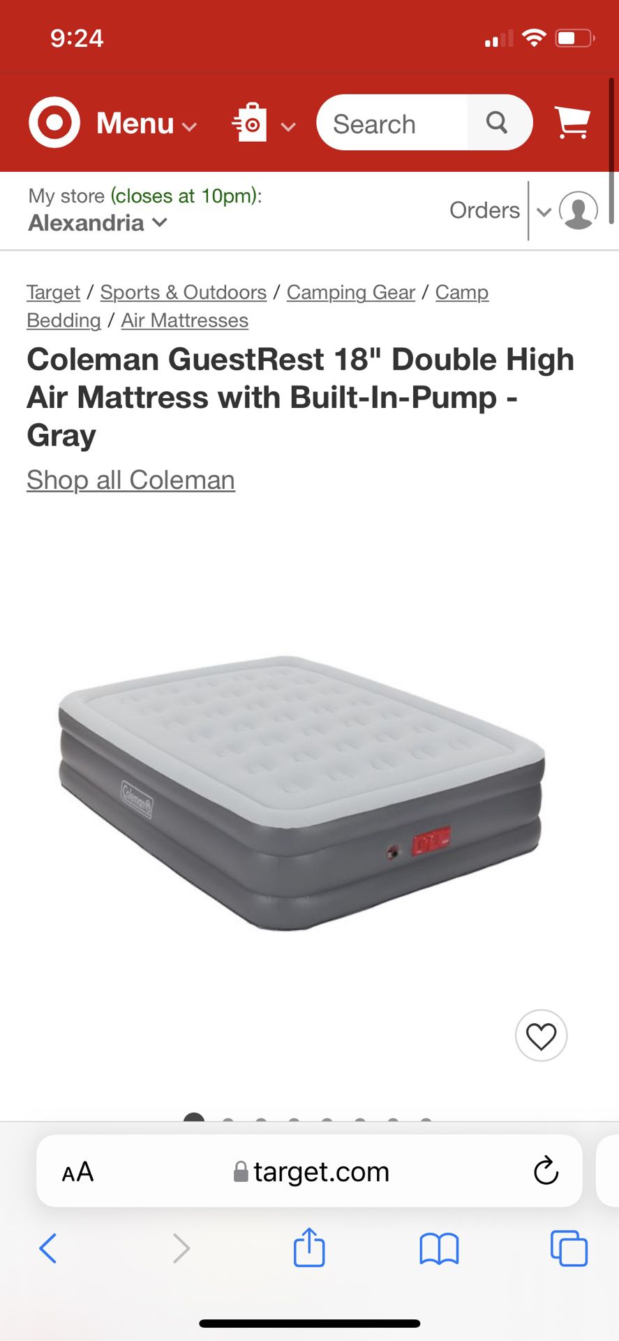 Coleman GuestRest 18" Double High Air Mattress with Built-In-Pump - Gray