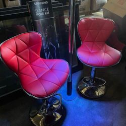 Stripper pole with 2 Leather chairs