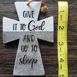 Give It To God White And Gray Cross Wall Decor