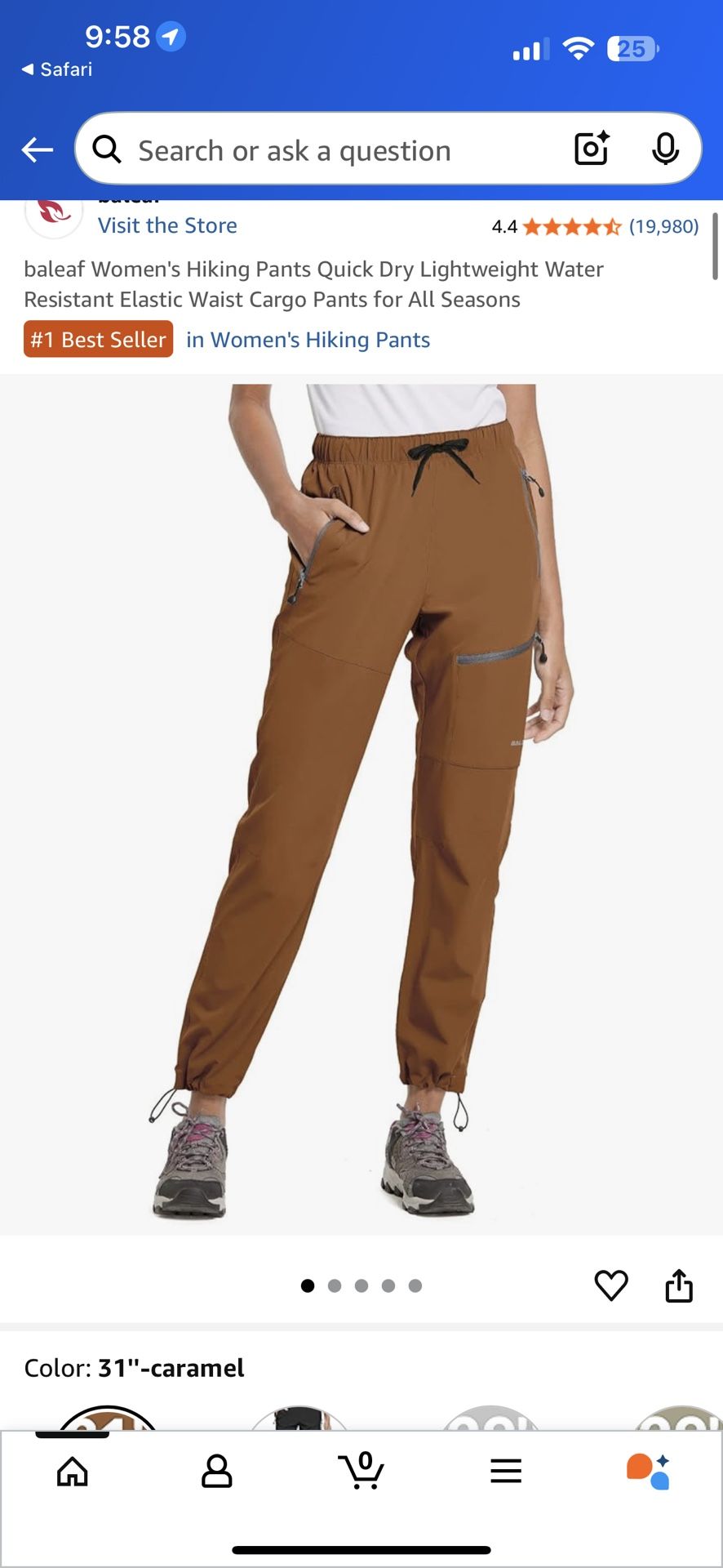 baleaf Women's Hiking Pants Quick Dry Lightweight Water Resistant Elastic Waist Cargo Pants for All Seasons XL SIZE