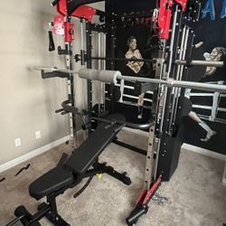 Smith Machine 200 | Adjustable Bench | 245lb Cast Iron Olympic Weights | 7ft Olympic Bar | Fitness | Gym Equipment | FREE DELIVERY/INSTALLATION 🚚 🛠️