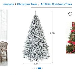 7.5 ft Flocked white christmas tree - never opened