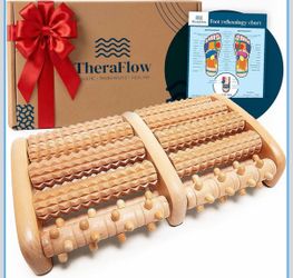 TheraFlow Foot Roller for Plantar Fasciitis Relief and Neuropathy Pain Relief for Feet - Wooden Foot Massager Roller Acupressure Tool with Reflexology