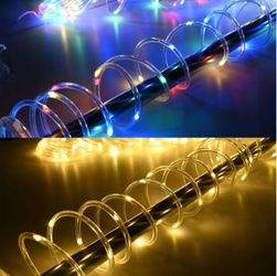 39ft Solar Hanging Light Outdoor Waterproof Day-Night Sensor (Color Opt: Warm White/RGB) - Patio Pool Decor Lighting - Memorial Day Sale
