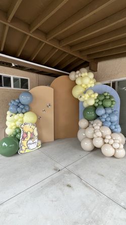 Winnie The Pooh Baby Boy Balloon Backdrop 