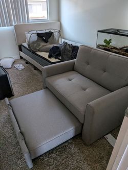 Convertible Sleeper Armchair / Pull-Out Chair Bed (Grey)