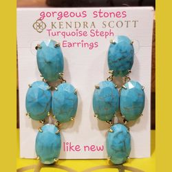 Kendra Scott Steph Earrings In Turquoise And Gold Frames