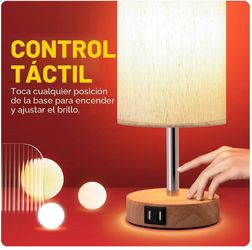 Bedside table lamp with USB port, touch control