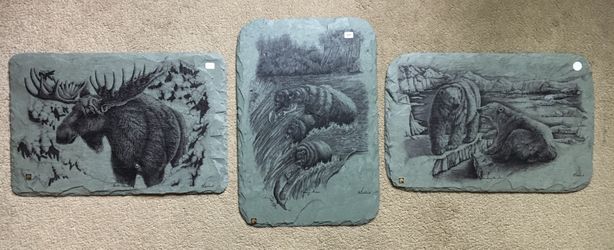 3 Amazing Natural Slate Wildlife Artwork Pieces