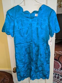 Misty Lane Loose Short Sleeve Bright Blue Dress Summer Beach Solid Sundress