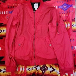 Red Jacket Zipper On Sleeve Pockets Soft