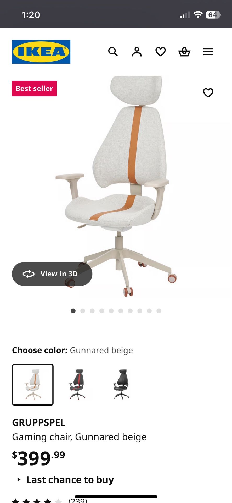 LIKE NEW $399 Gaming Chair - $100!  