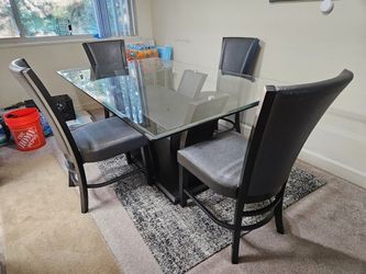 New special glass 5pc dining table set 