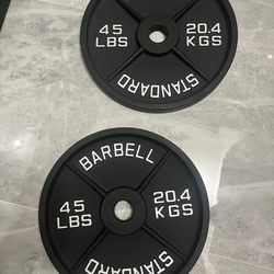 Cash only no Zelle Brand new in box pair of 45lb Olympic weights plates total 90lb more same style if needed added price  check my page