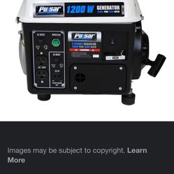 Pulsar 1200W portable 2-cycle gas-powered generator, model PG1202SA or G1200SG