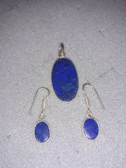 Beautiful Lapis earrings and pendant set