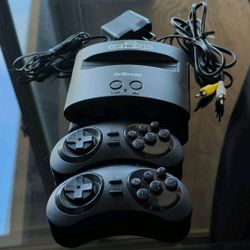 AtGames Sega Genesis Console Built-In Games Black 2 Controllers AC AV Cables