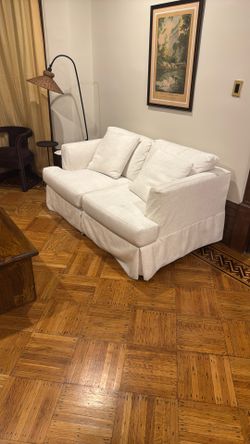 Birch lane "Lucia Slipcover 68" Bevin Natural Linen Blend Couch