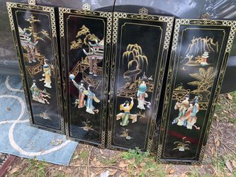 Oriental Wood Mother Of Pearl Wall Panel