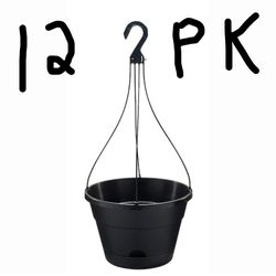 Southern Patio Newbury 12.75 in. Black Resin Self-Watering Hanging Basket Planter( Box Of 12)