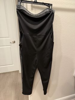 Black Rhinestone Trim Jumpsuit Large